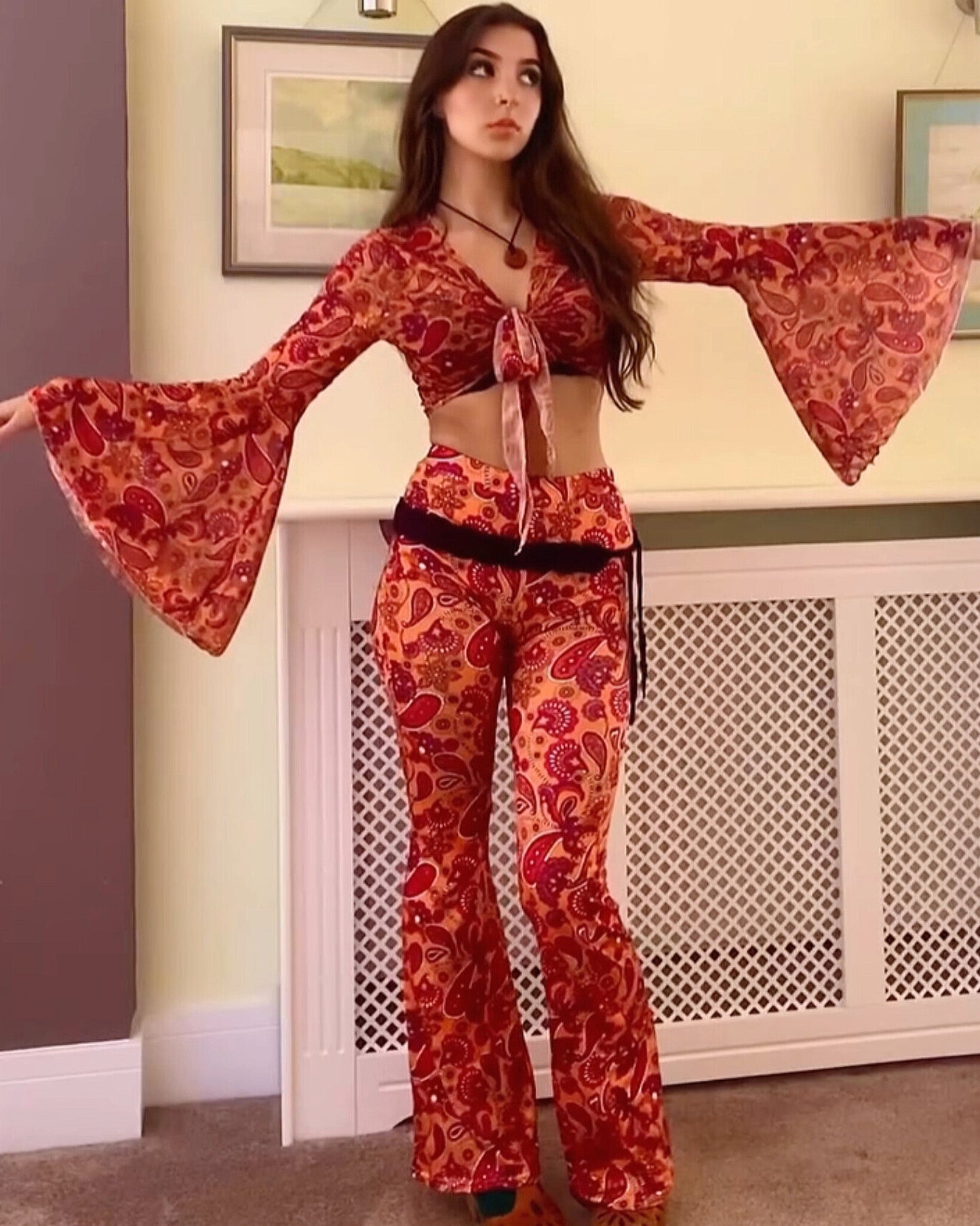 'Cosmic Empire' Flares and Bell Sleeve Top Set
