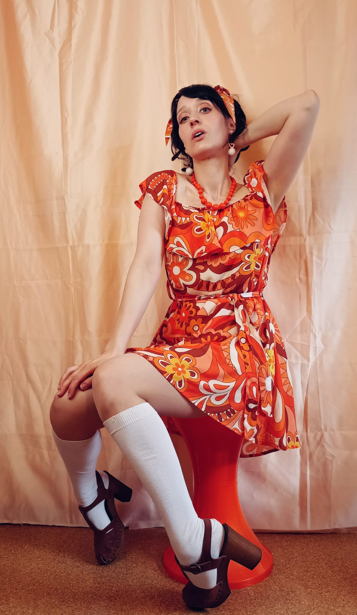 'Orange Skies' Bardot Mini And Scarf Set