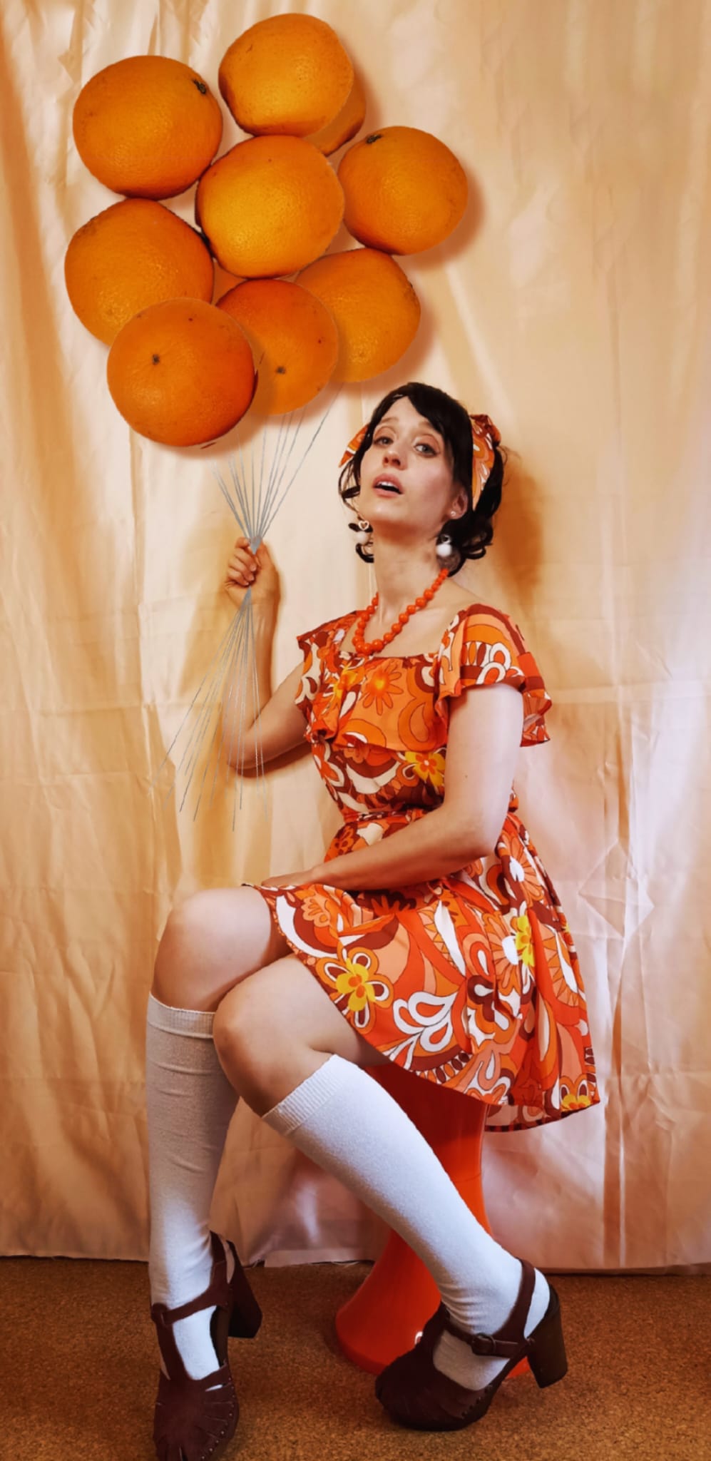'Orange Skies' Bardot Mini And Scarf Set