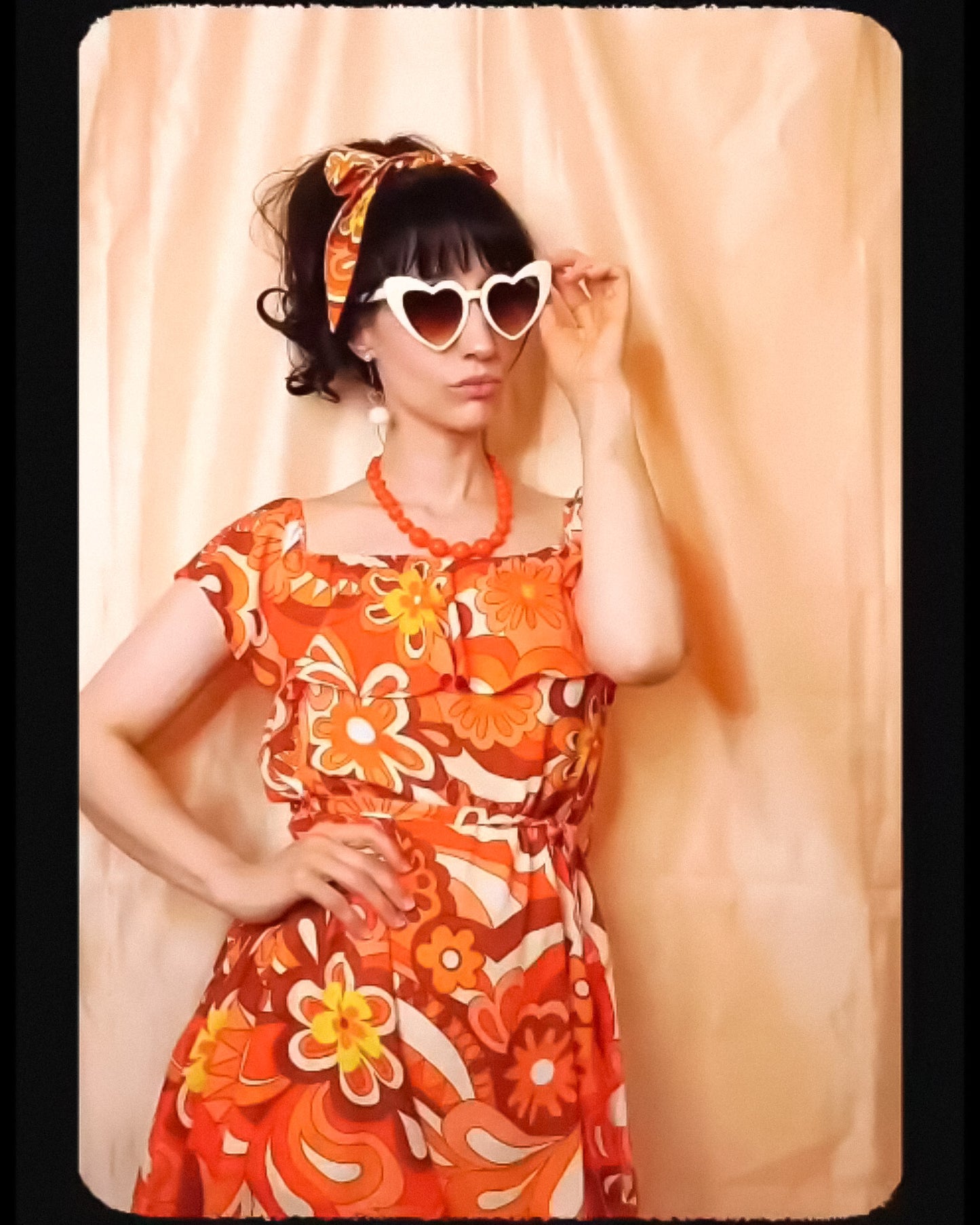 'Orange Skies' Bardot Mini And Scarf Set