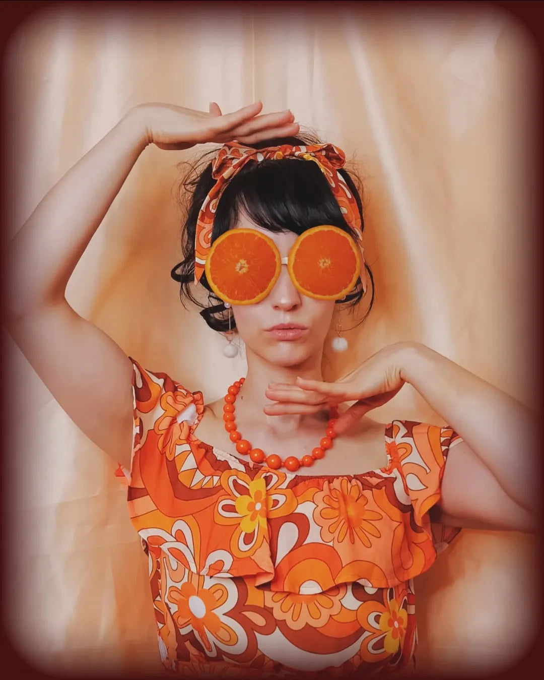 'Orange Skies' Bardot Mini And Scarf Set