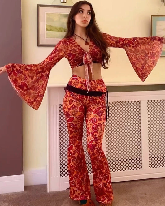 'Cosmic Empire' Flares and Bell Sleeve Top Set