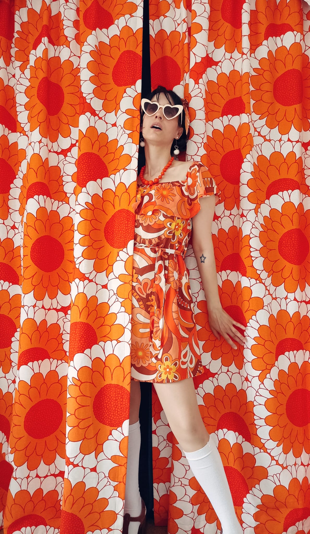 'Orange Skies' Bardot Mini Dress