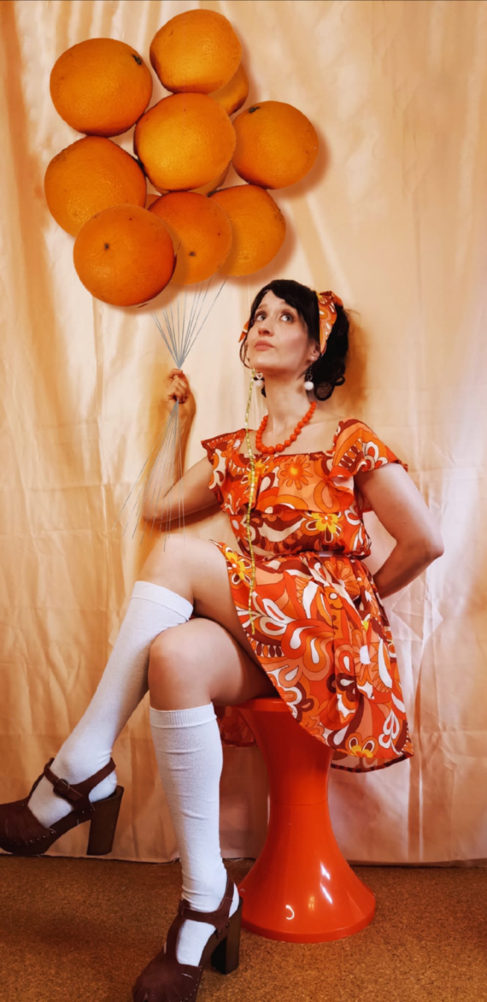 'Orange Skies' Bardot Mini And Scarf Set