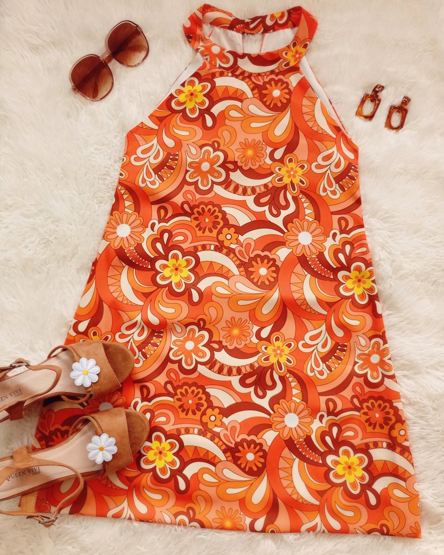 'Orange Skies' Halter Neck Mini Dress