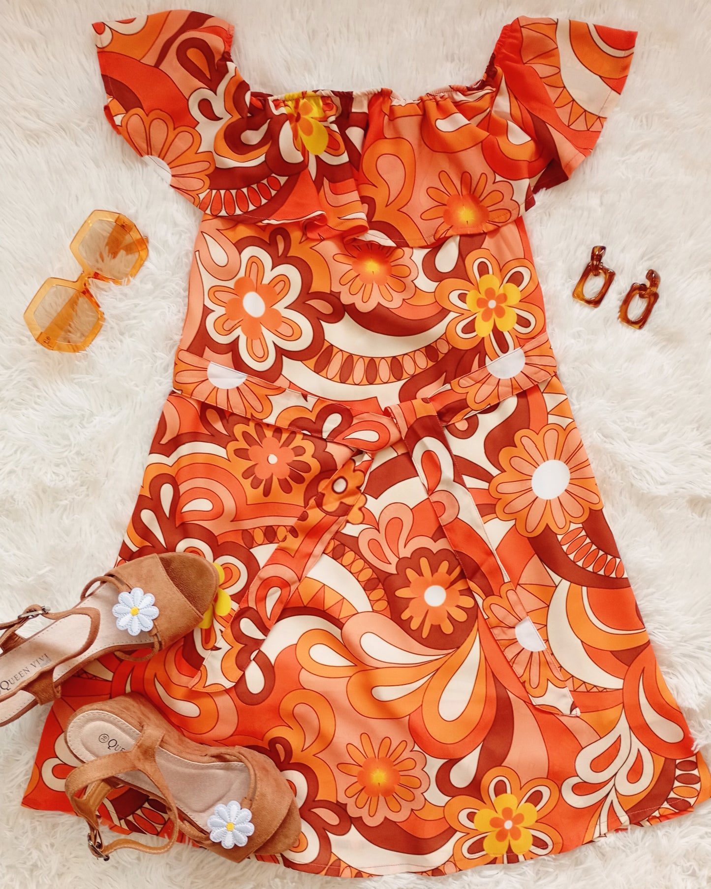 'Orange Skies' Bardot Mini Dress