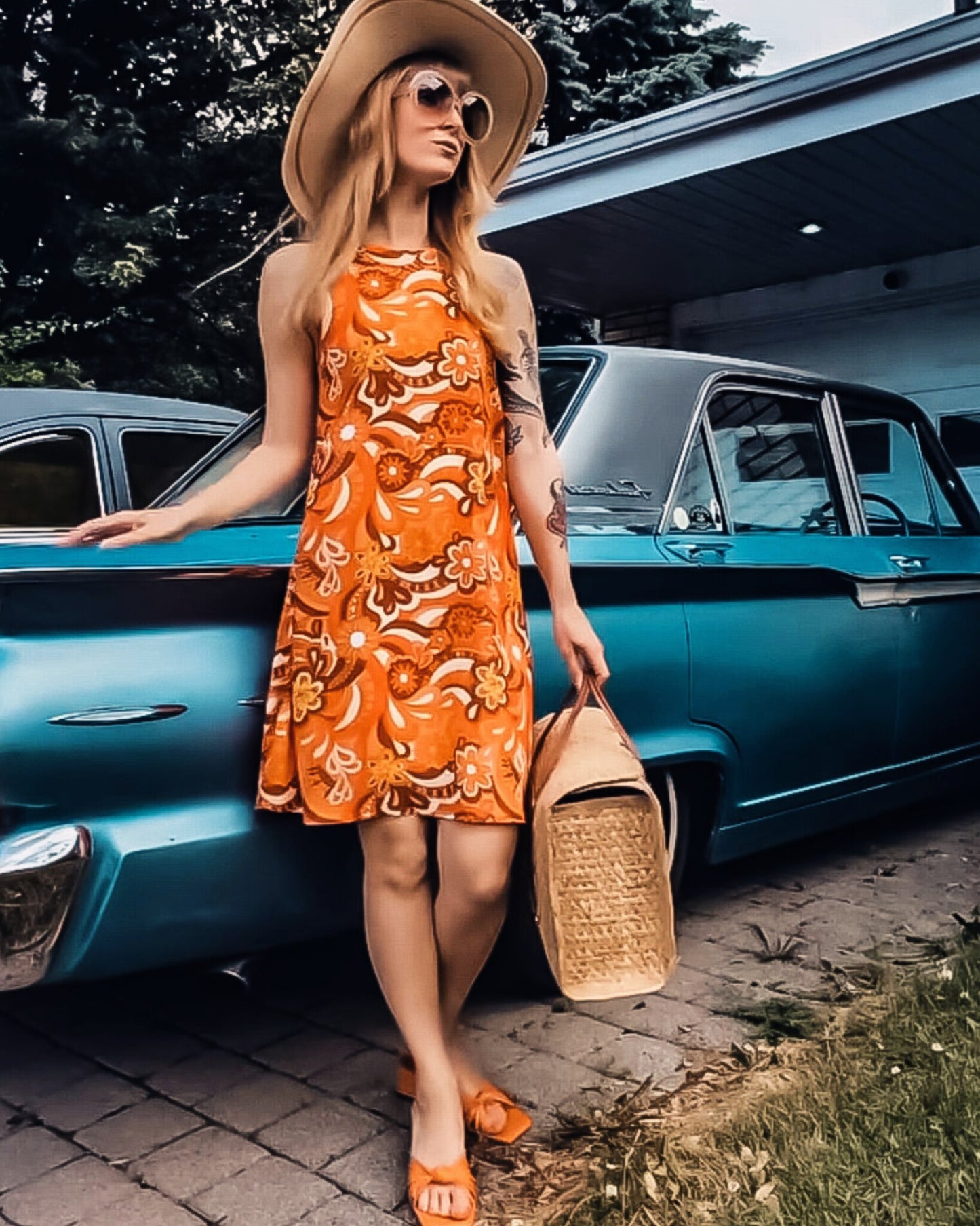 'Orange Skies' Halter Neck Mini Dress
