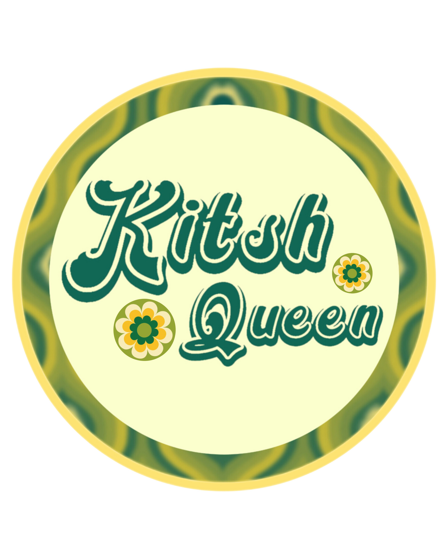 'Kitsch Queen' In Green Greetings Card With Badge