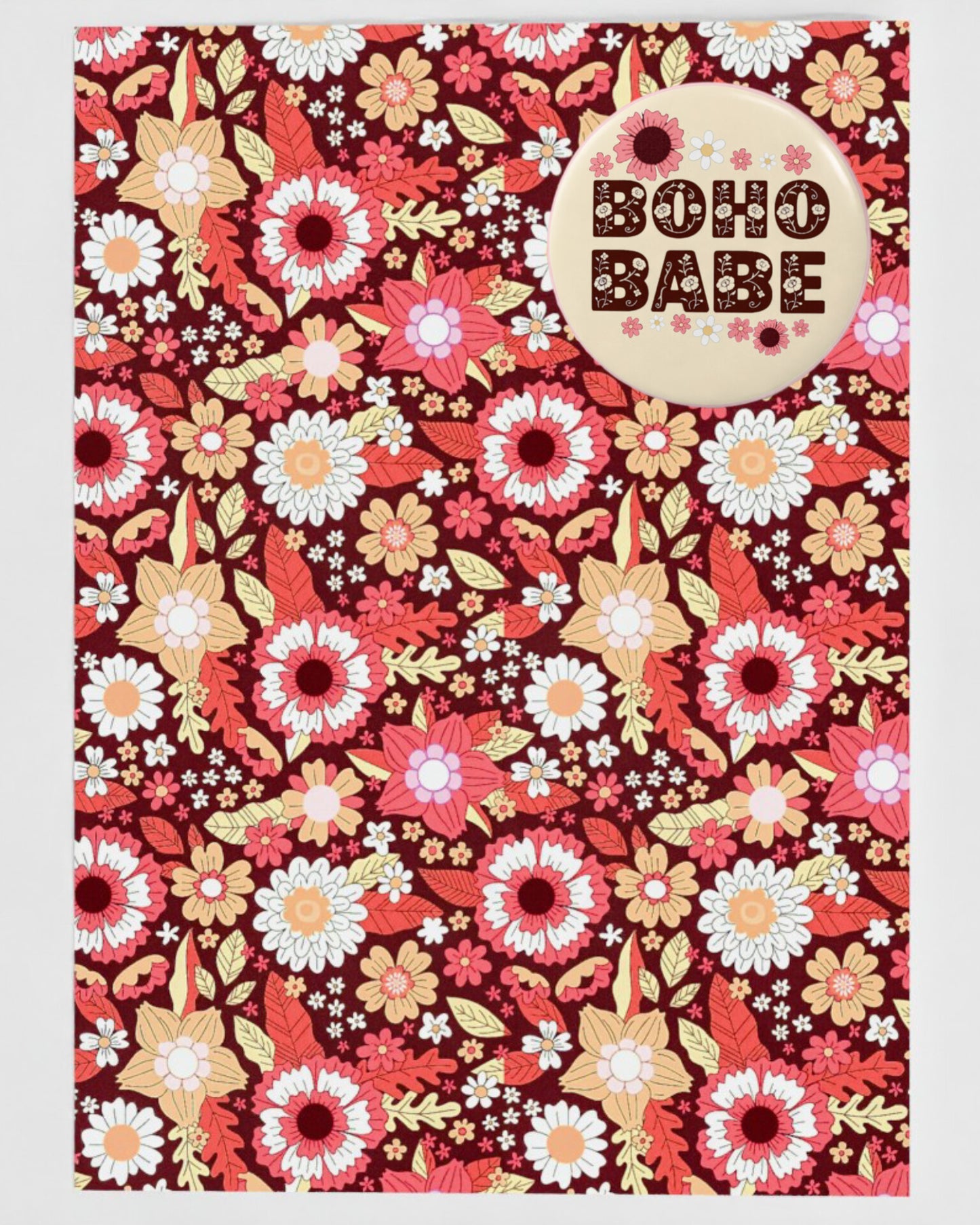 'Boho Babe' Greetings Card With Badge