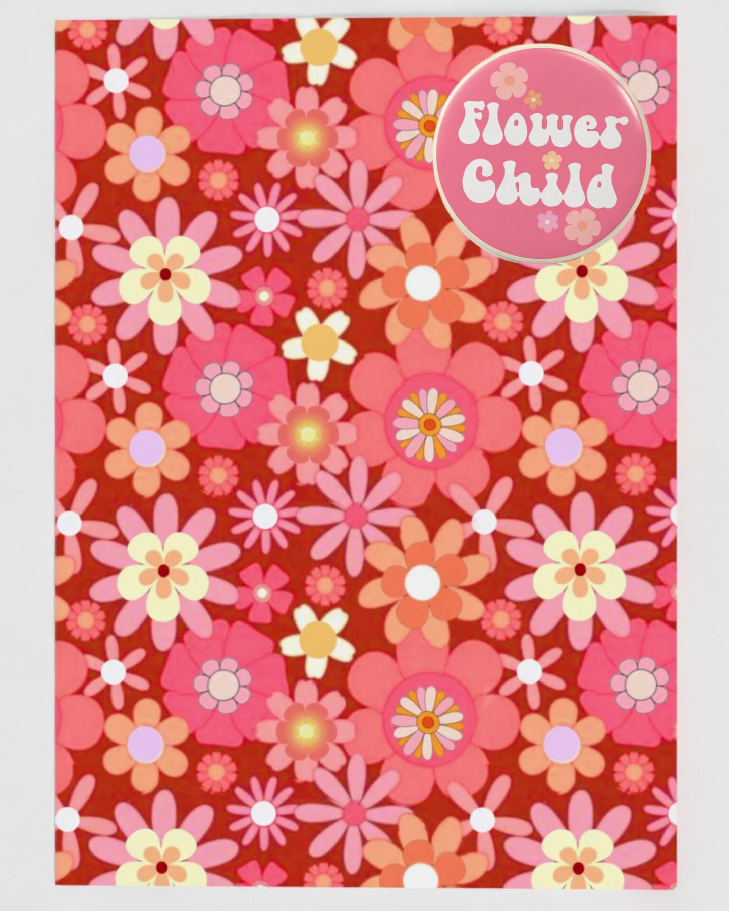 'Flower Child' Greetings Card With Badge