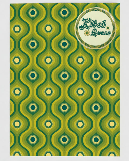 'Kitsch Queen' In Green Greetings Card With Badge