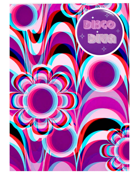 'Disco Diva' Greetings Card With Badge
