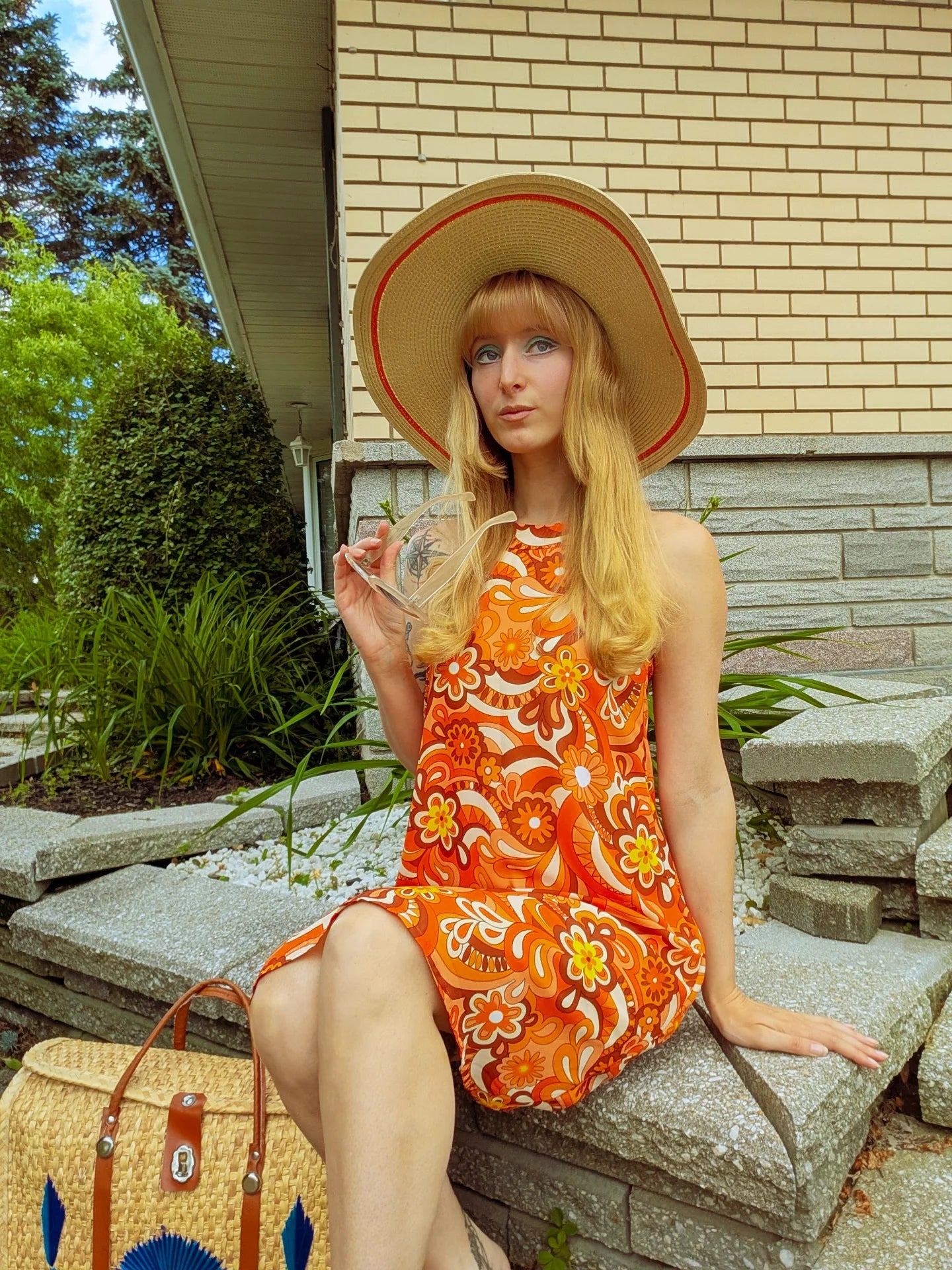 'Orange Skies' Halter Neck Mini Dress