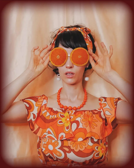 'Orange Skies' Bardot Mini And Scarf Set